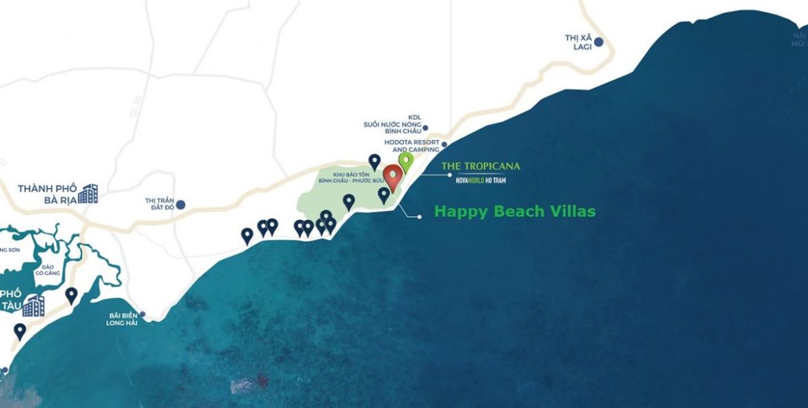 Vị trí HAPPY BEACH VILLAS NOVAWORLD HỒ TRÀM